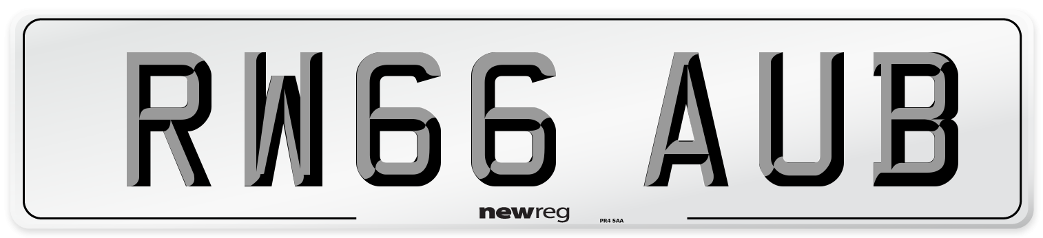 RW66 AUB Number Plate from New Reg